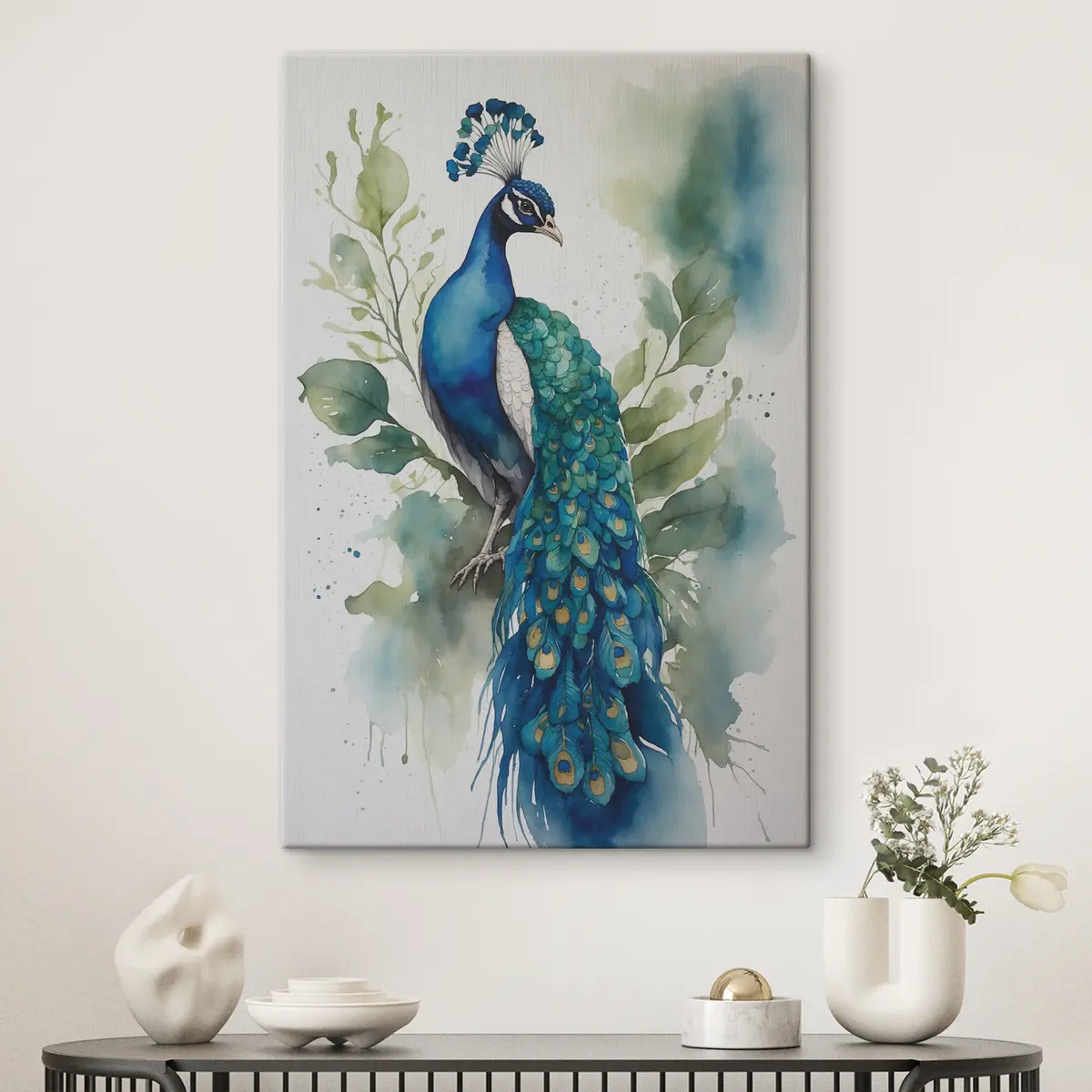 Wandbilder Pfau in Aquarell s38189