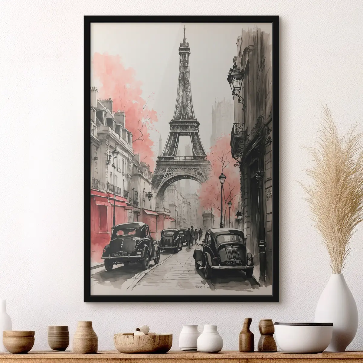 Poster Paris des letzten Jahrhunderts in Schwarz-Weiß f38178