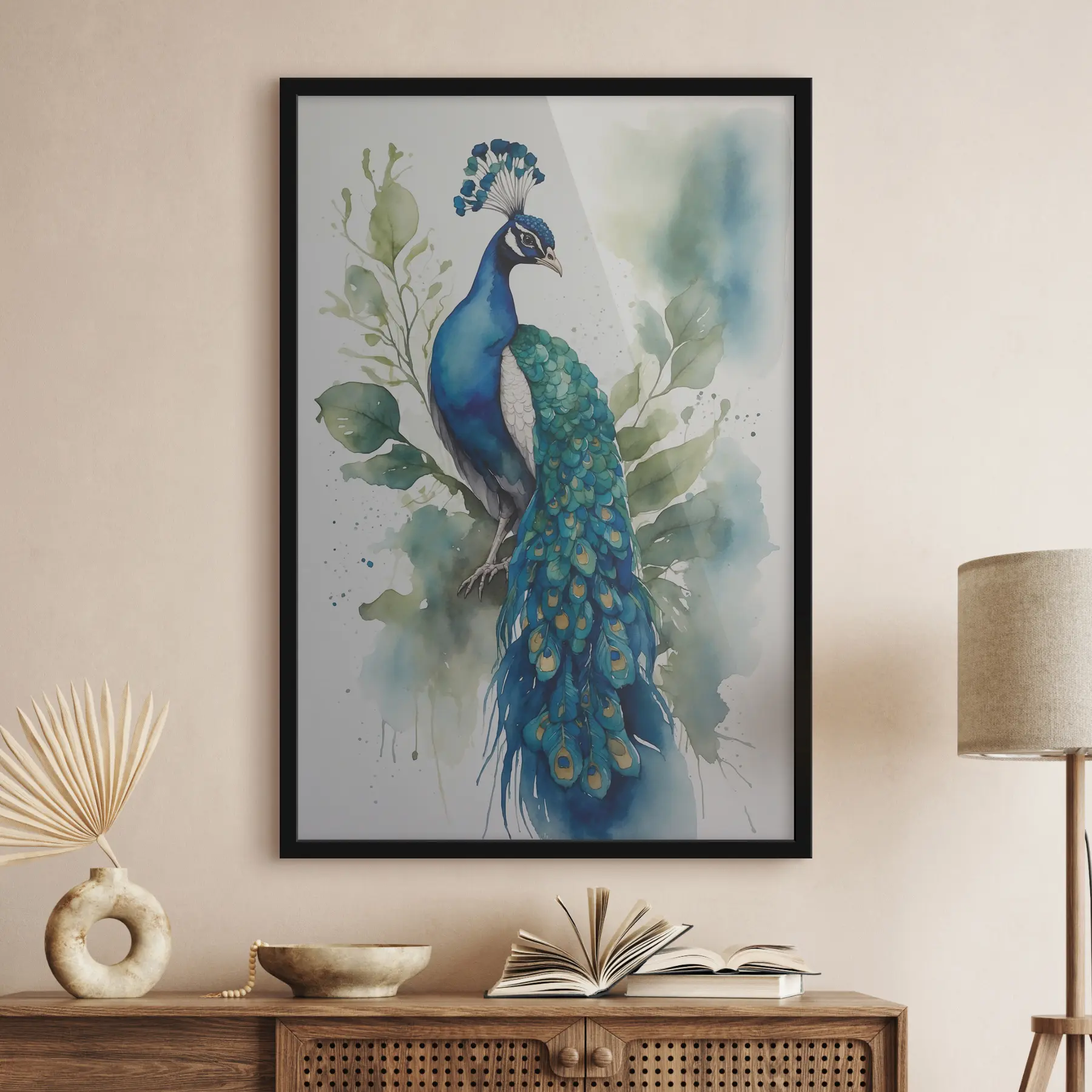 Fototapete Pfau in Aquarell f38189