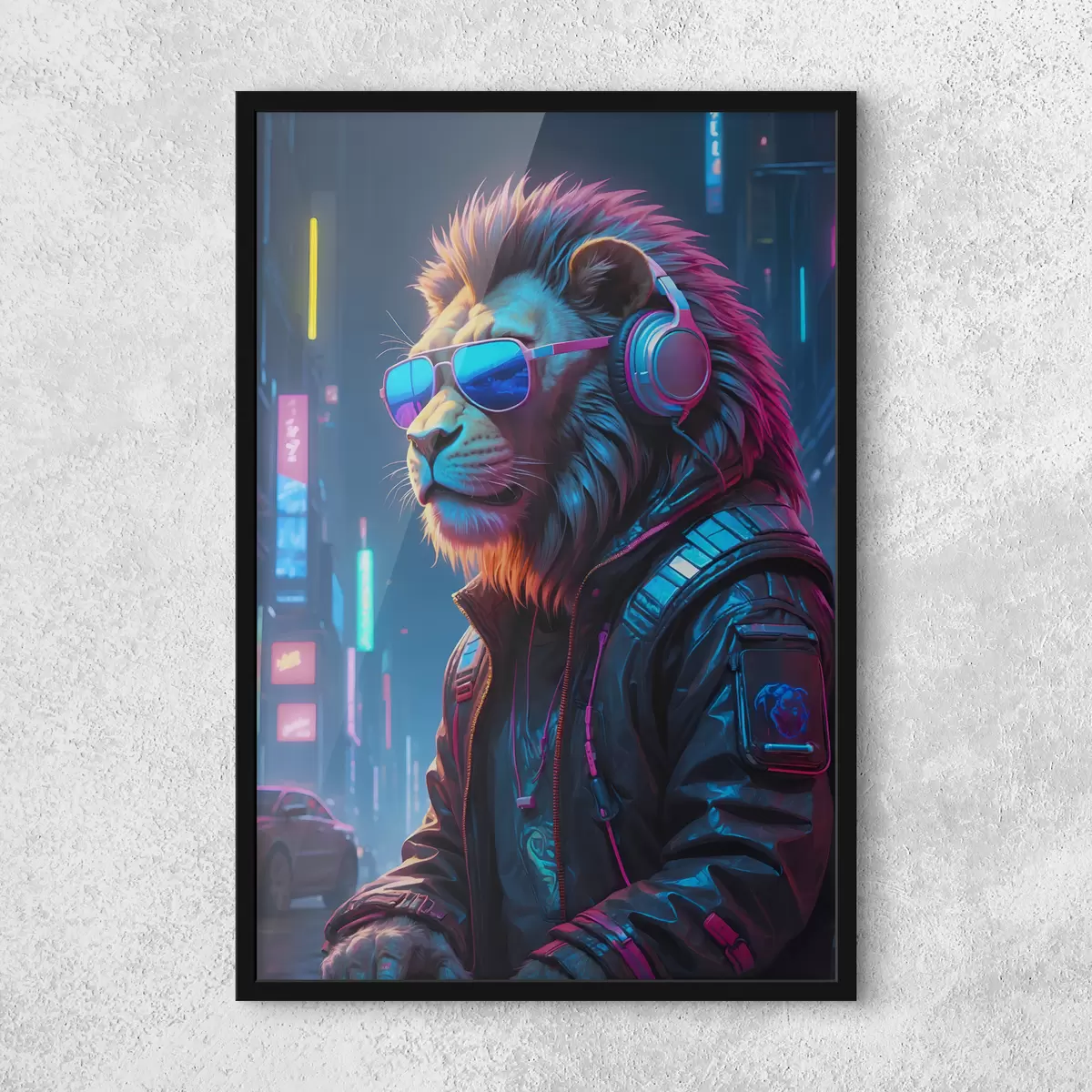 Poster Stilvoller Löwe in einer pulsierenden Stadt f38169