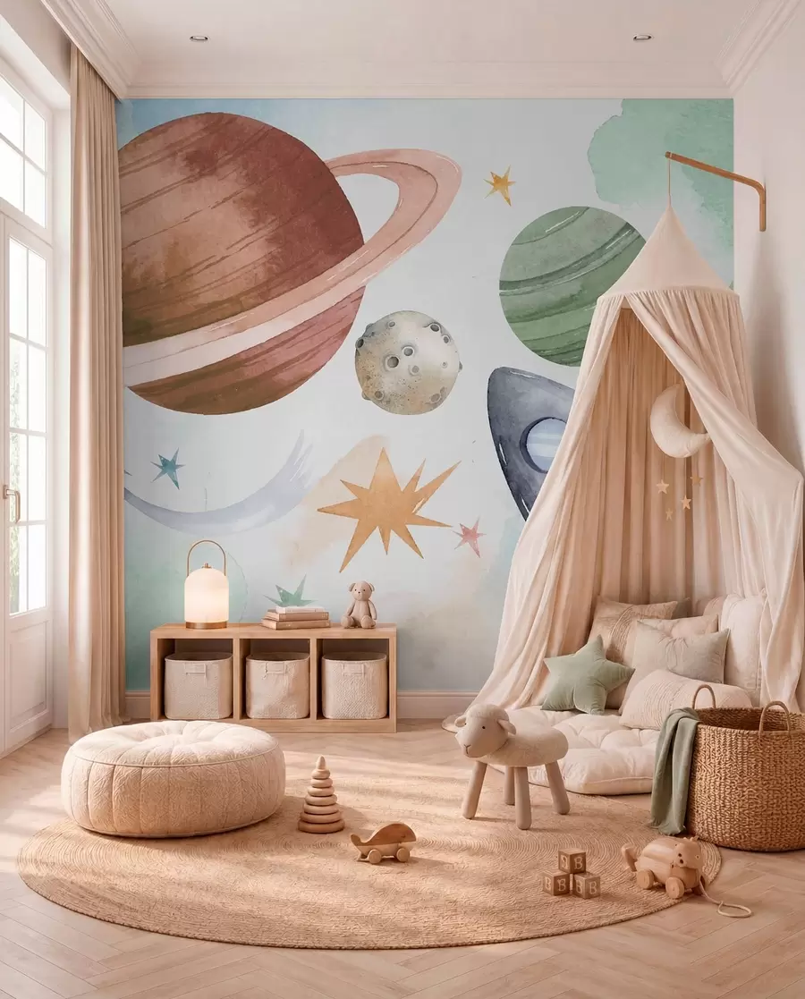 Fototapete Pastellfarbene Planeten w00539