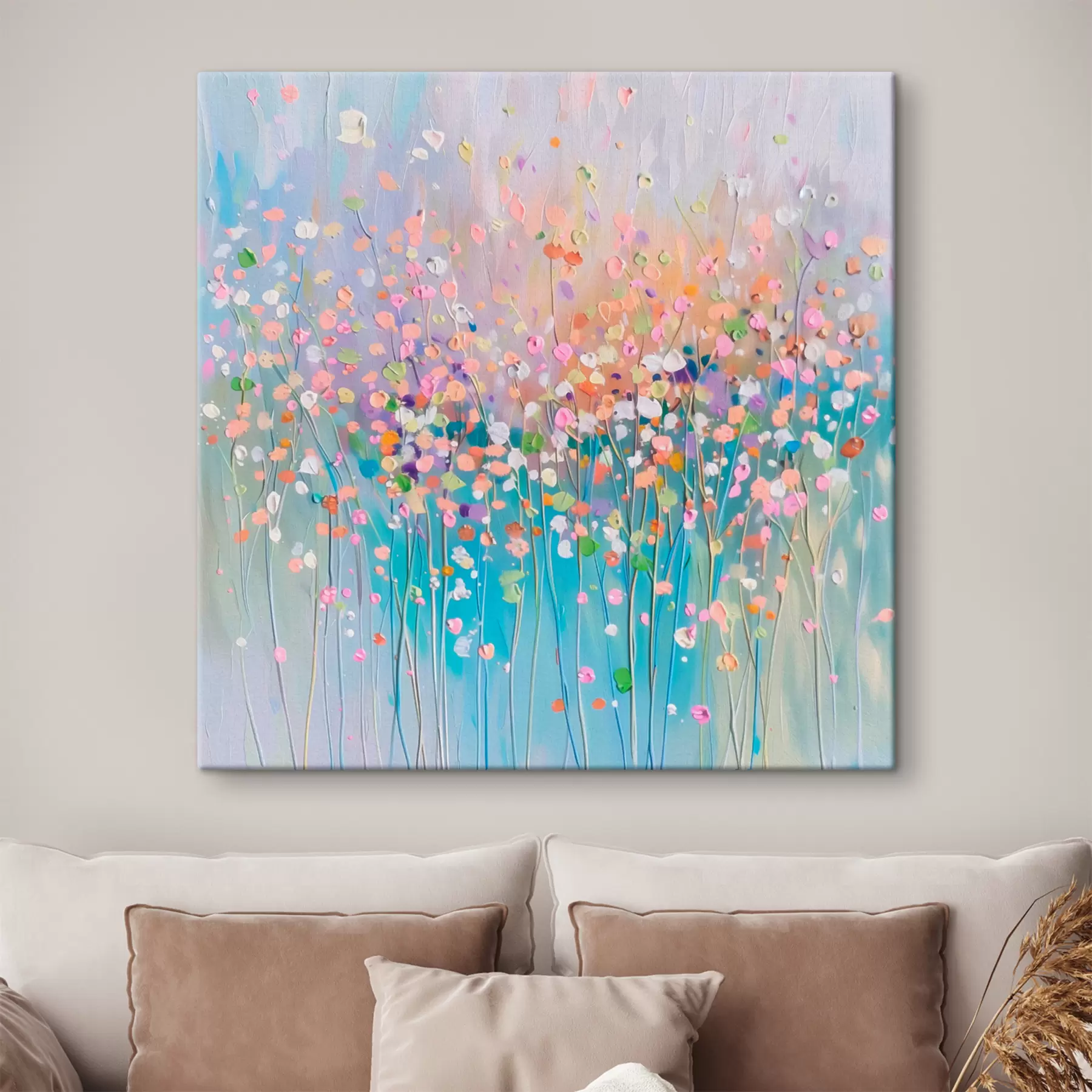 Wandbilder Bunte, trockene Blumen gedruckte Textur s38426