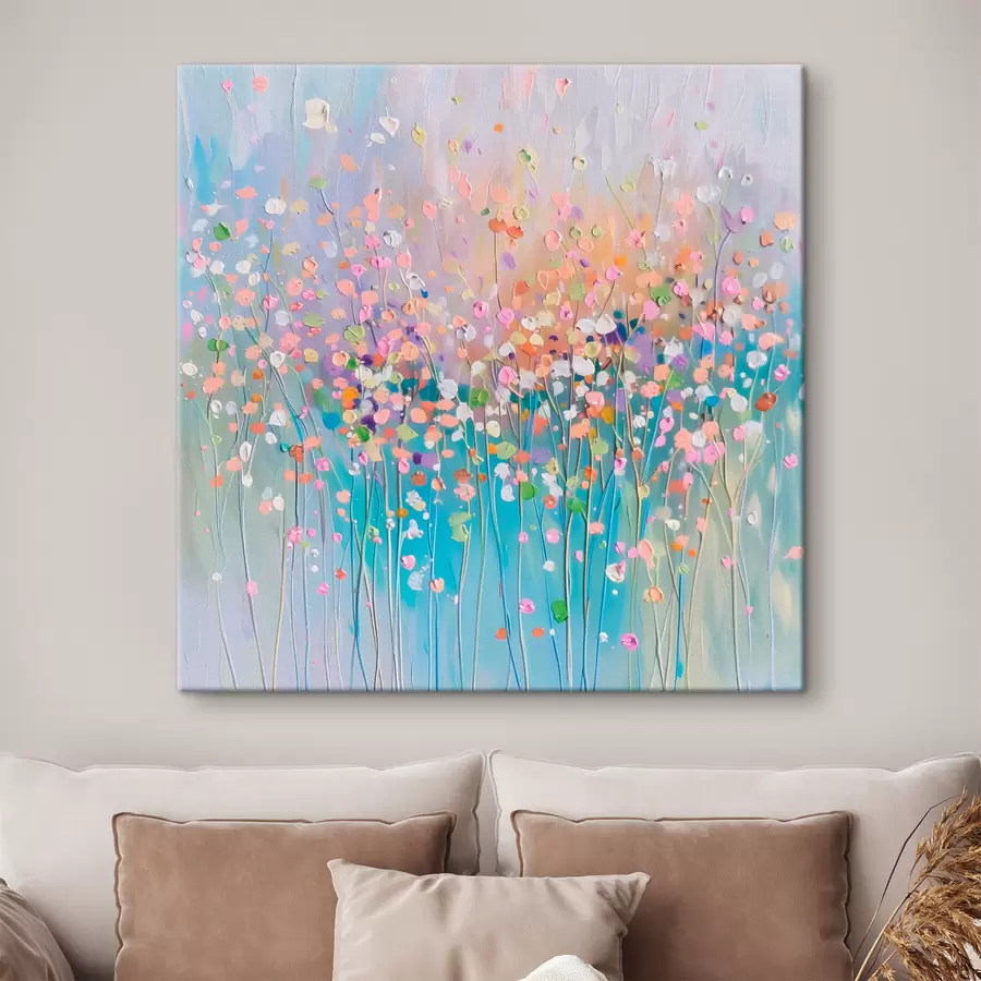 Wandbilder Bunte, trockene Blumen gedruckte Textur s38426