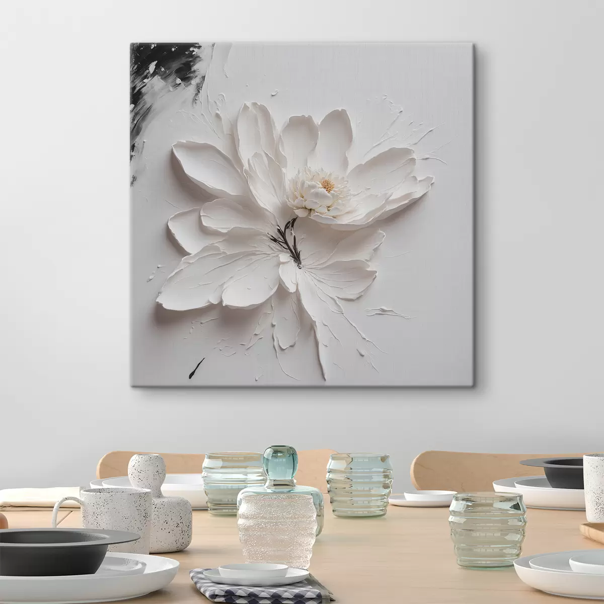 Wandbilder Weiße Blume in Öl s38303