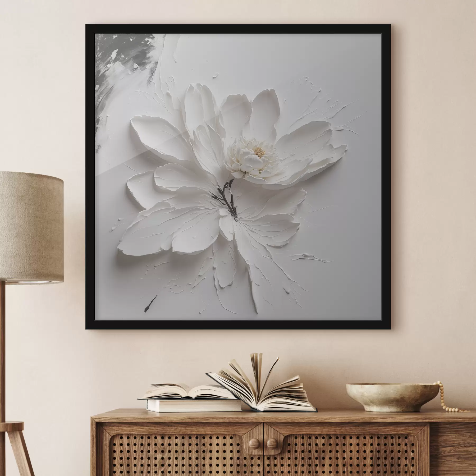 Fototapete Weiße Blume in Öl f38303