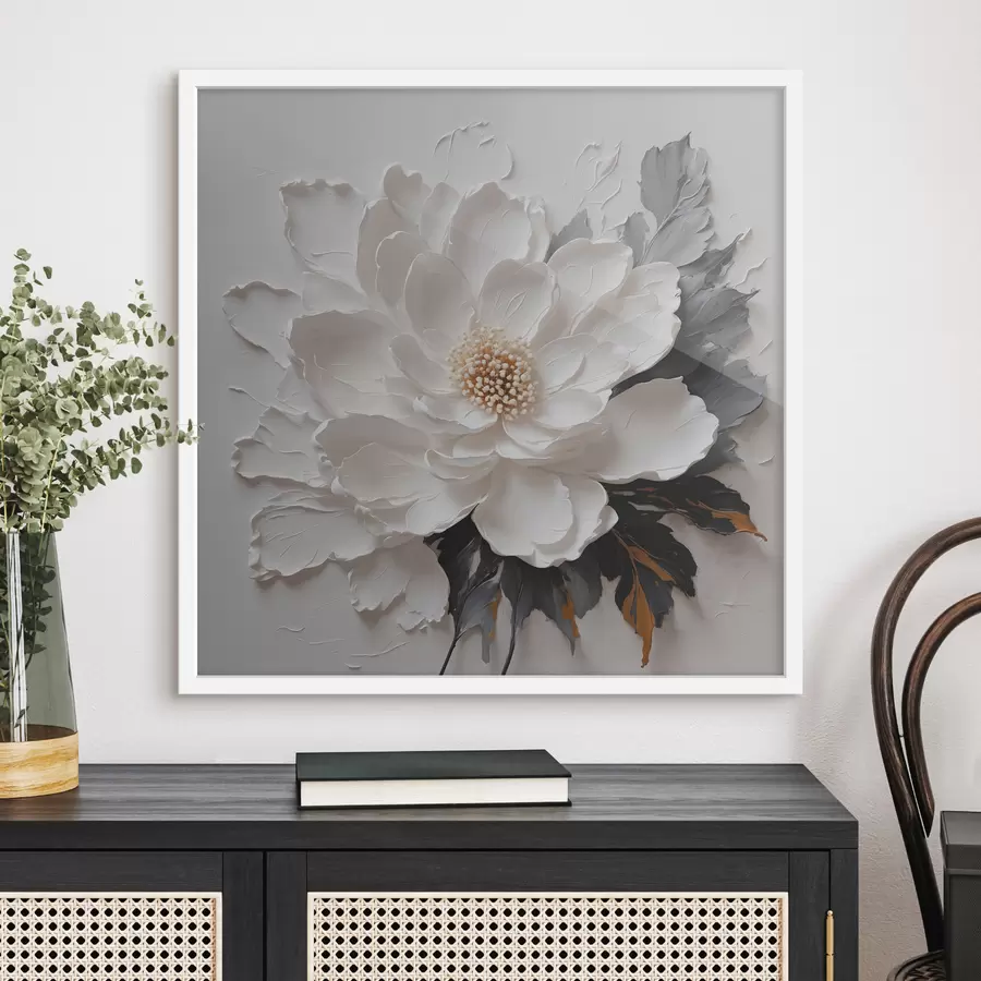 Fototapete Weiße Blume auf Ölhintergrund f38304