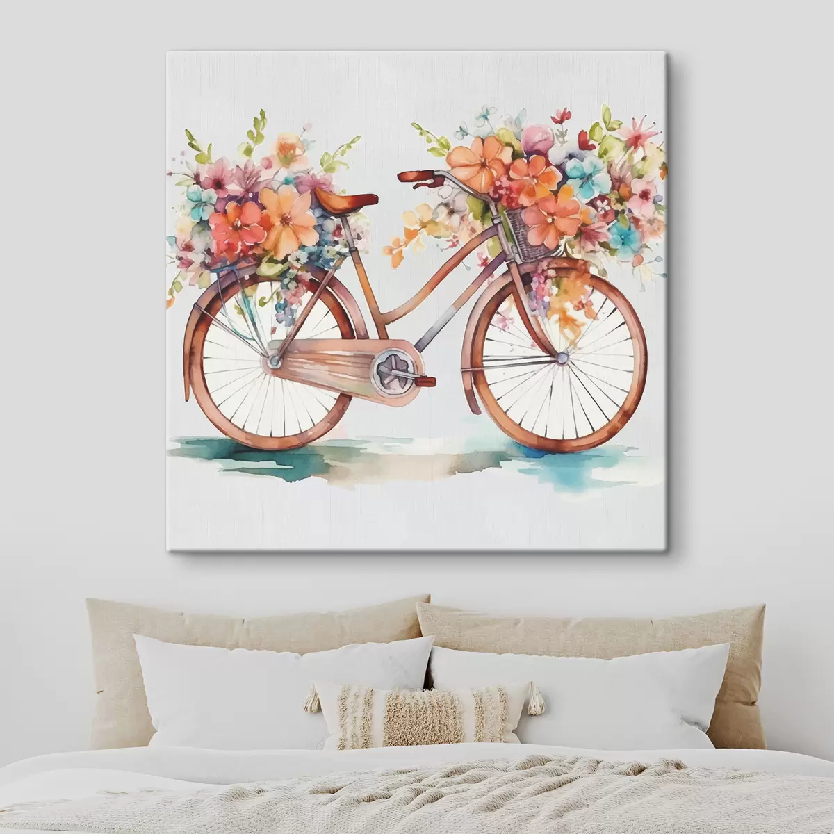 Wandbilder Fahrrad mit hellen Farben, Aquarellfarbe s38447