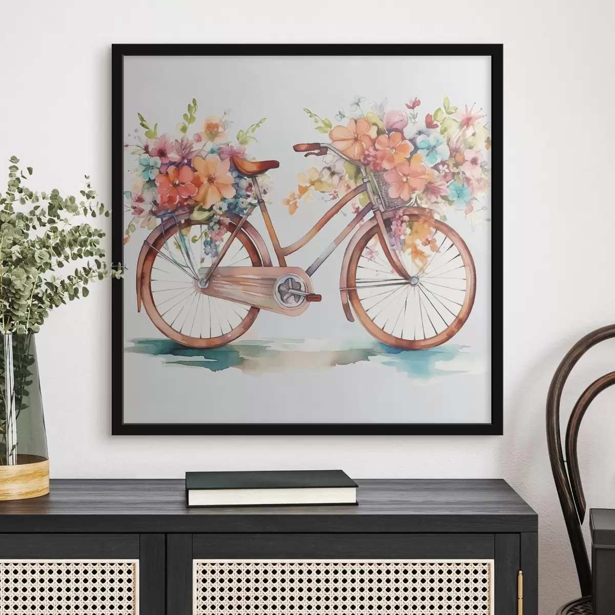 Poster fahrrad in leuchtenden Farben, Aquarellfarbe f38447