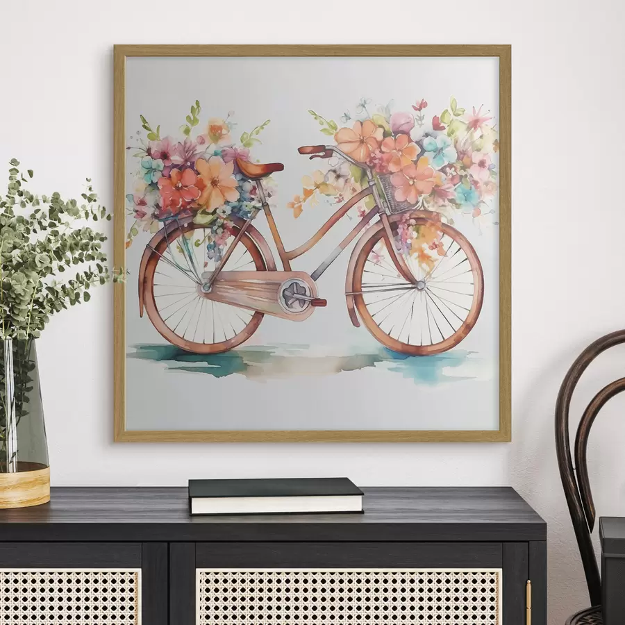 Fototapete fahrrad in leuchtenden Farben, Aquarellfarbe f38447