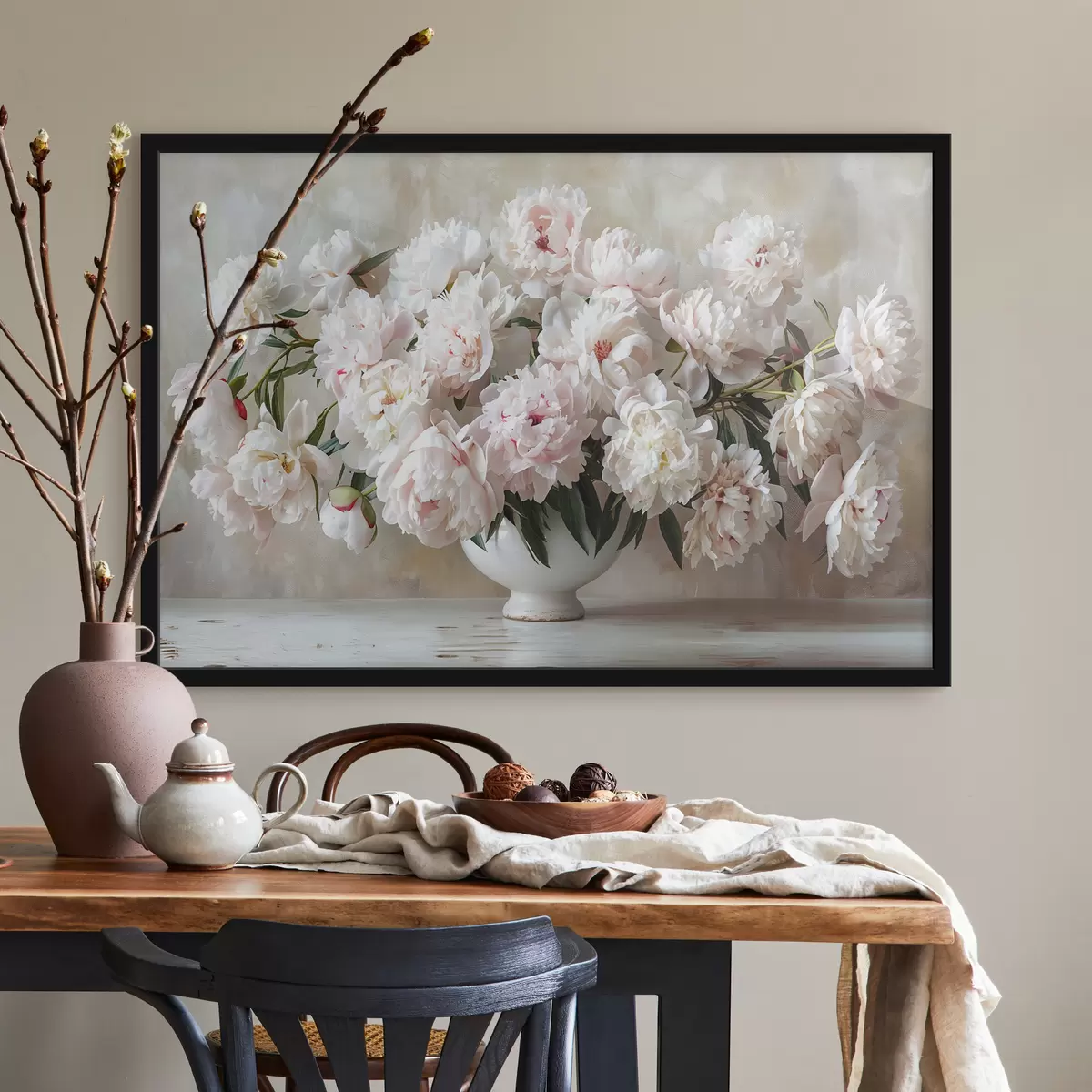 Poster Leichte Pfingstrosen in einer Vase f38461