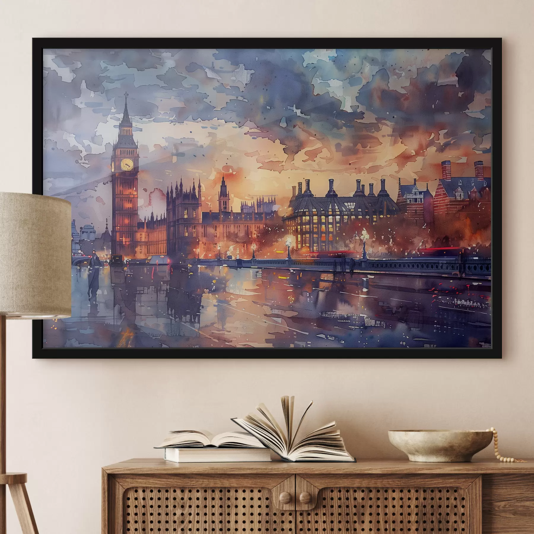 Wandbilder Aquarellmalerei von Big Ben in London f38473