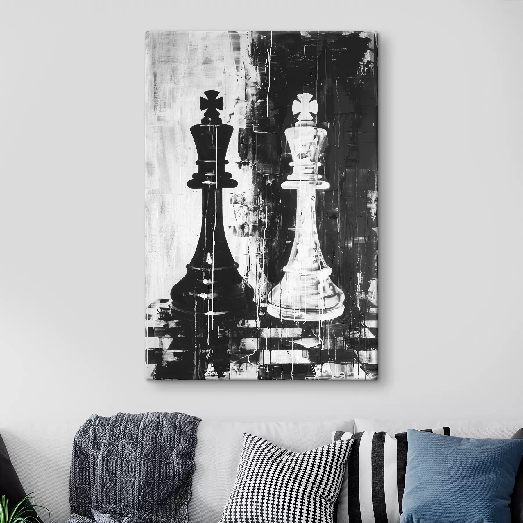 Wandbilder Schachfigur in schwarz und weiß s38642