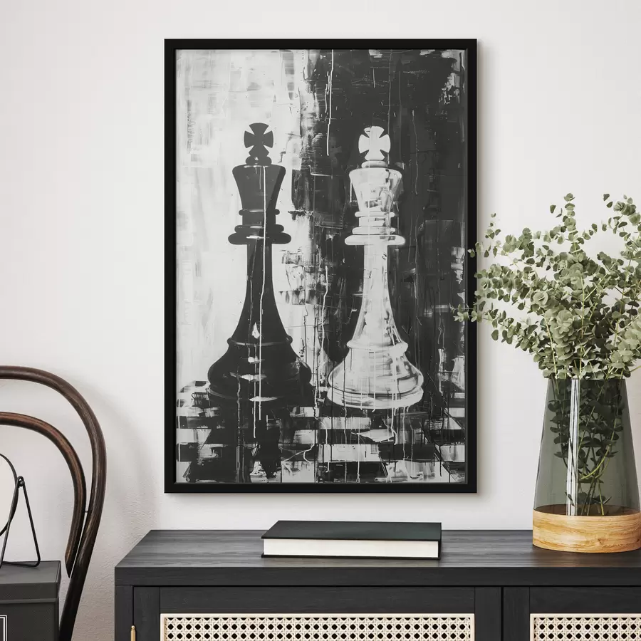 Fototapete Schachfigur in schwarz und weiß f38642