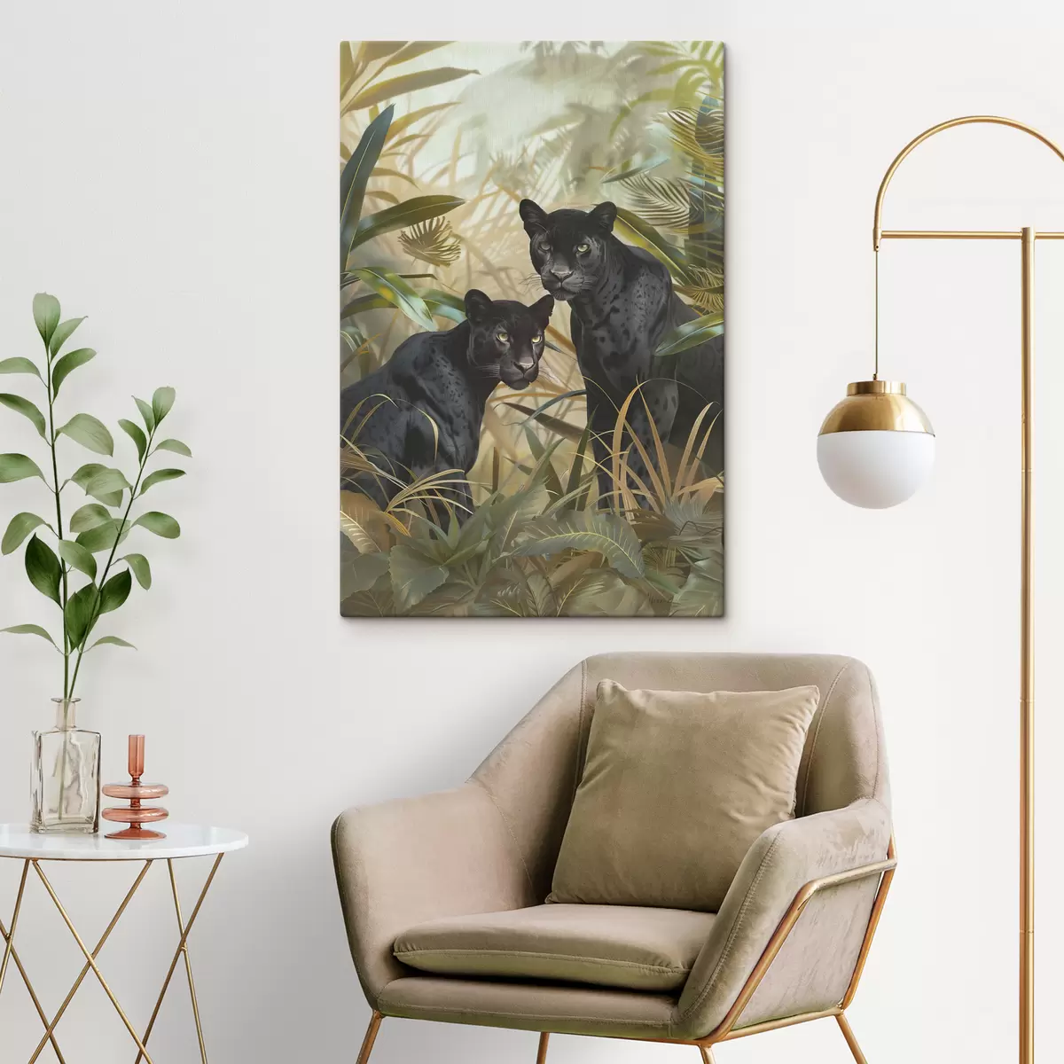 Wandbilder Zwei Panther im Dschungel s38509