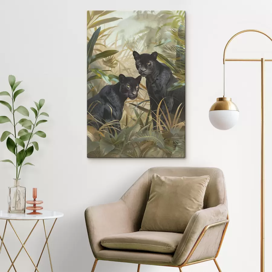 Wandbilder Zwei Panther im Dschungel s38509