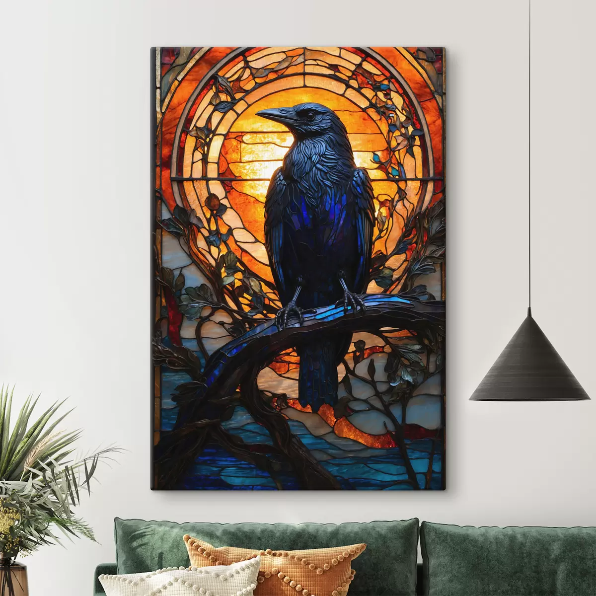 Wandbilder Ein Rabe auf einem Ast s38591