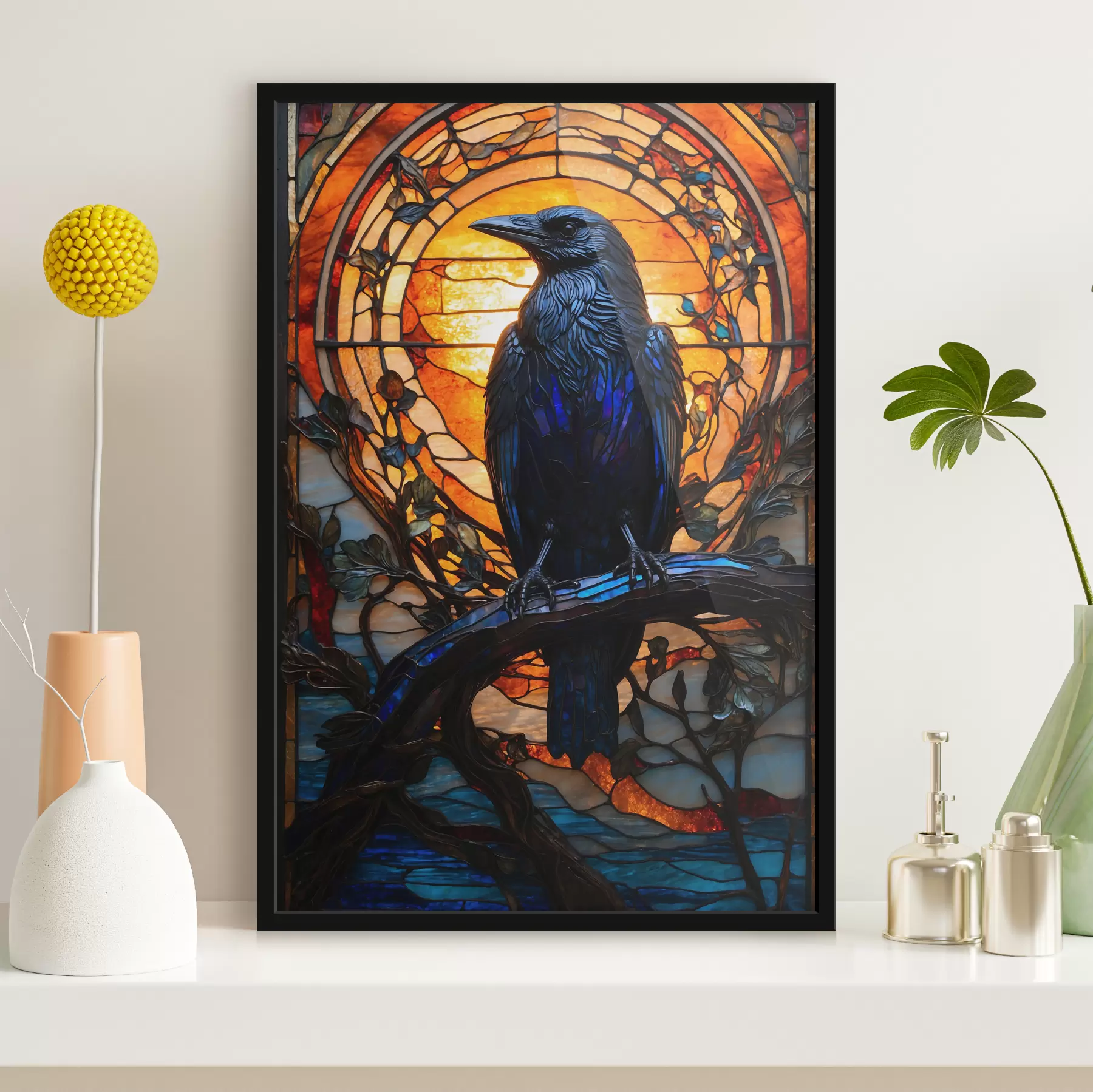 Fototapete Ein Rabe auf einem Ast f38591