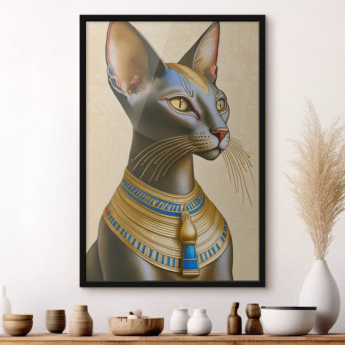 Poster Bastet, ägyptische Göttin, Katze im Profil f38725
