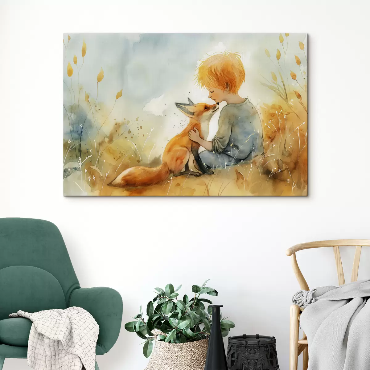 Wandbilder Der kleine Prinz mit dem Fuchs s38790