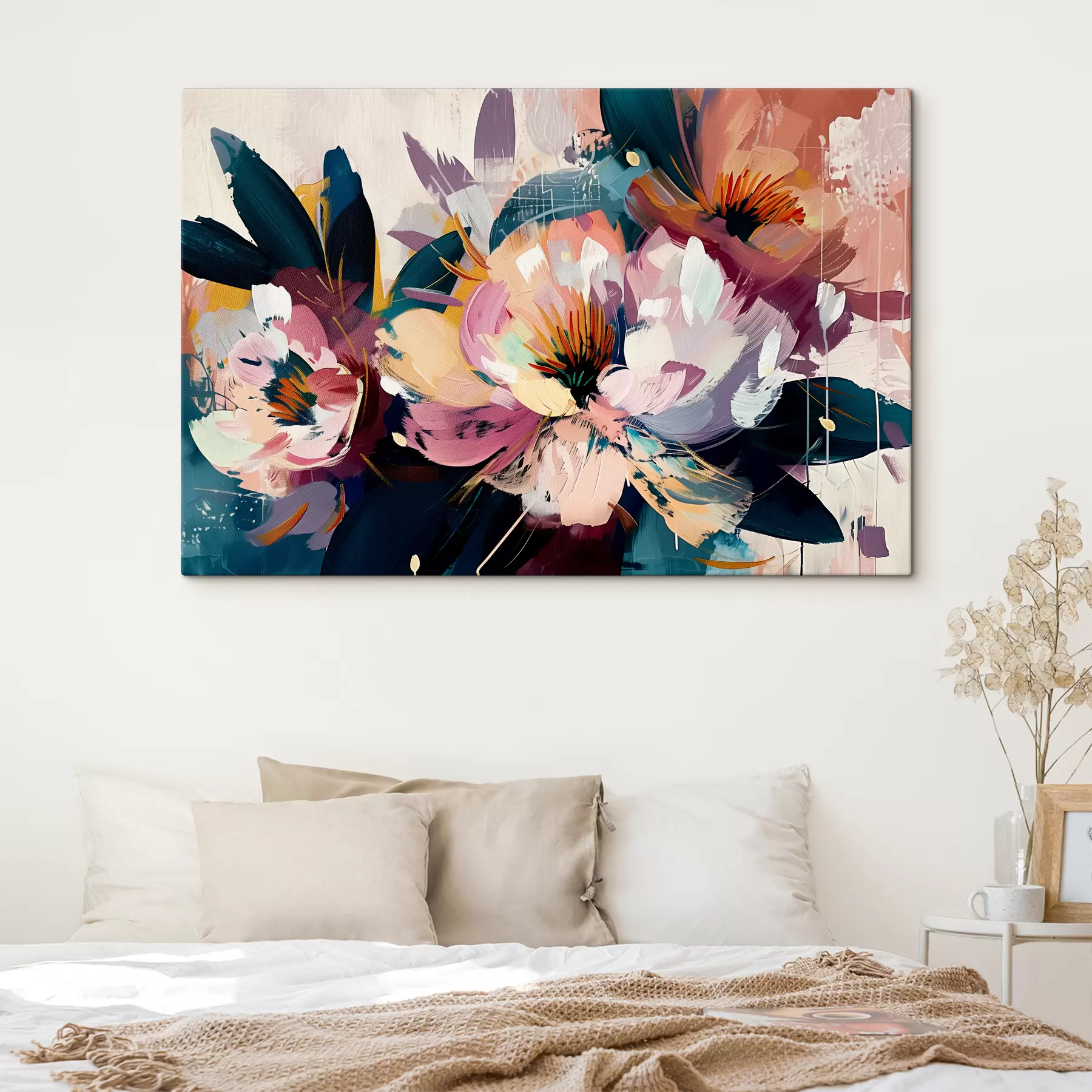 Fototapete Große Blumen in Öl gemalt s38799