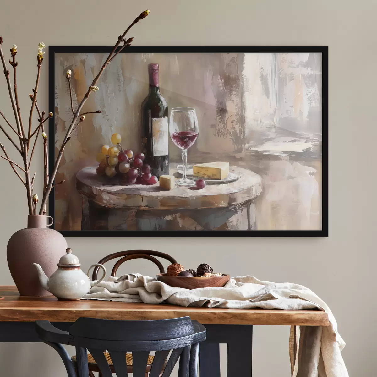 Poster Stillleben mit Trauben und Wein f38796