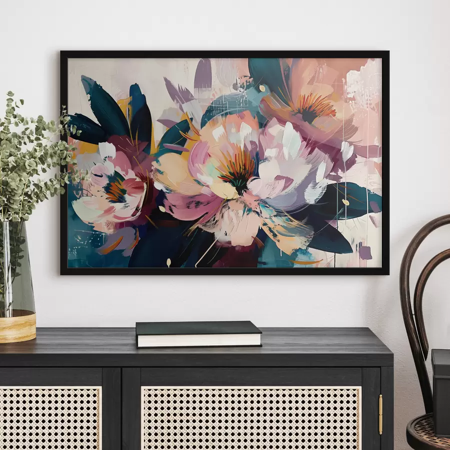 Fototapete Große Blumen in Öl gemalt f38799