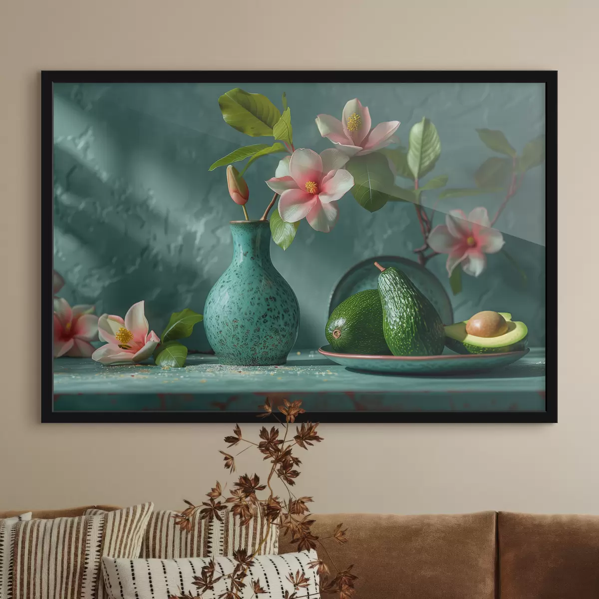 Poster Avocado- und Lilienkomposition f38687