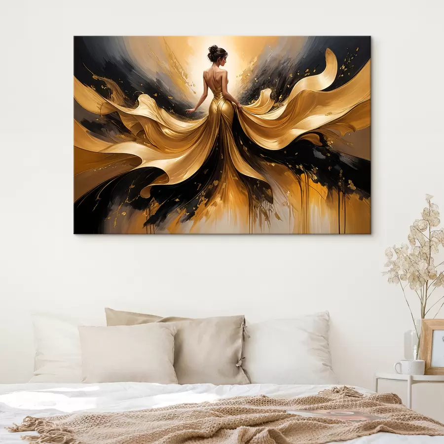 Wandbilder Ein Strauß weißer Lilien in einer blau-weißen Keramikvase vor blauem Hintergrund Ölgemälde Stillleben s38820