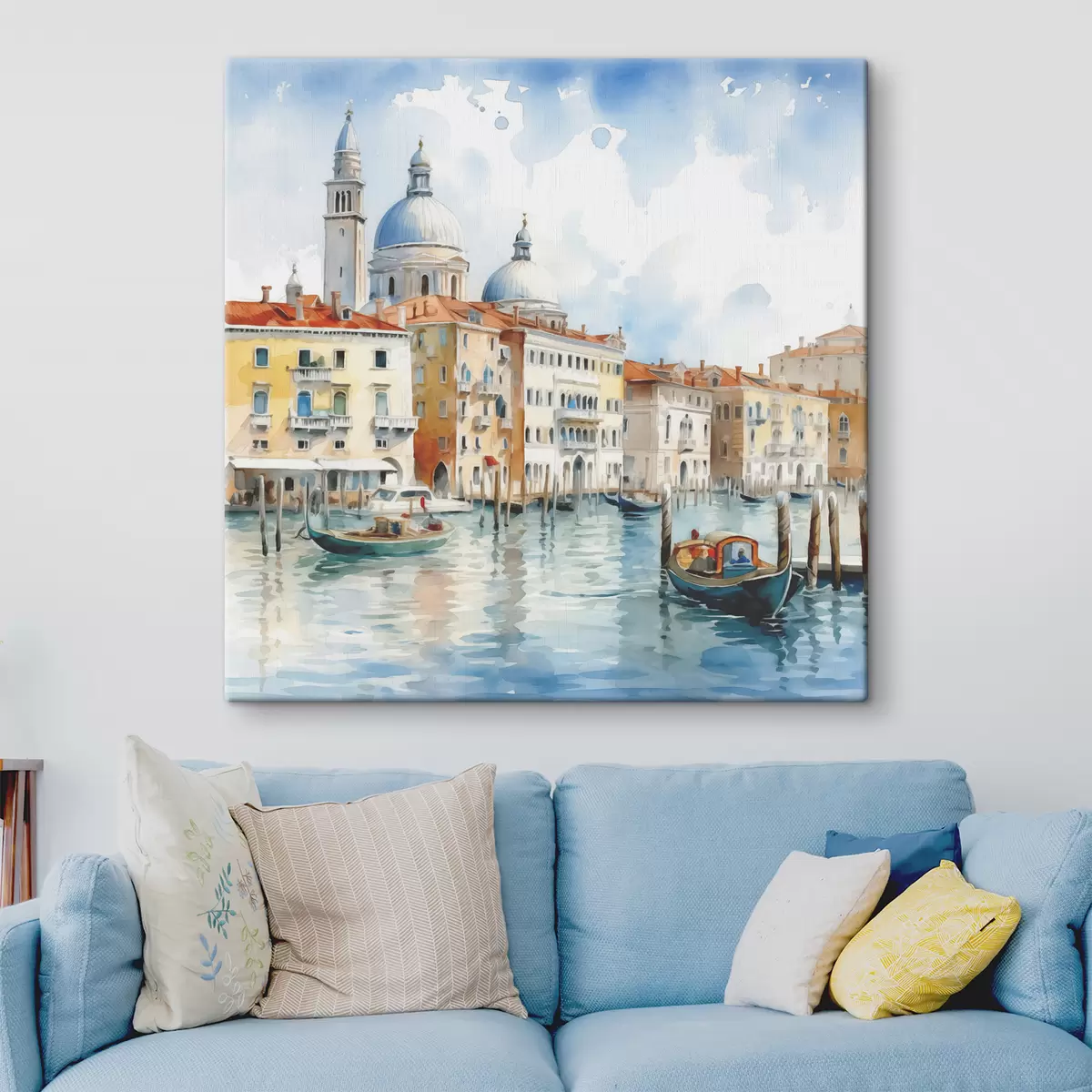 Wandbilder Aquarelllandschaft Venedig, Bucht, Fluss, Architektur, Landschaft, Boote, Gondel s38908