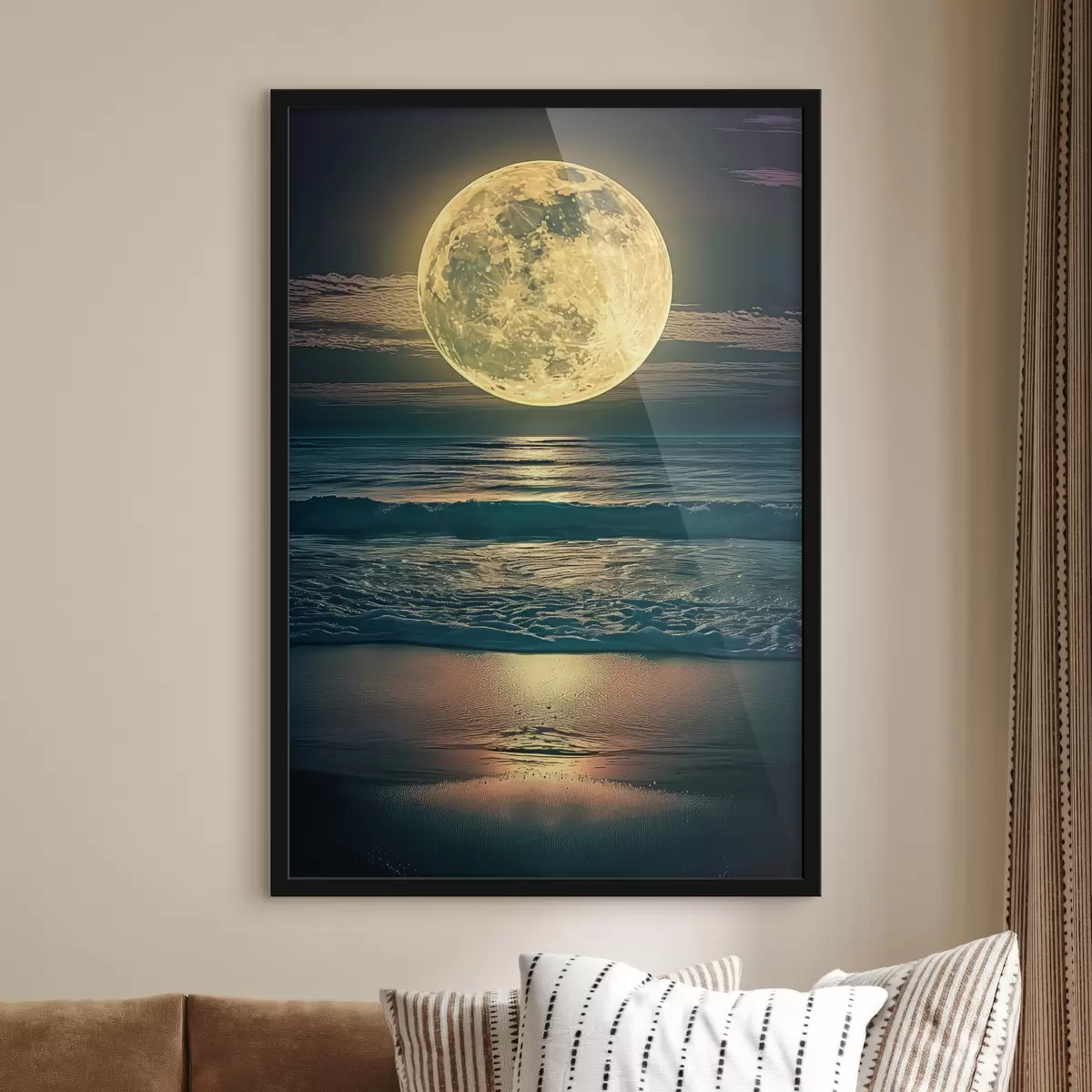 Poster Großer Mond über dem Ozean f38865