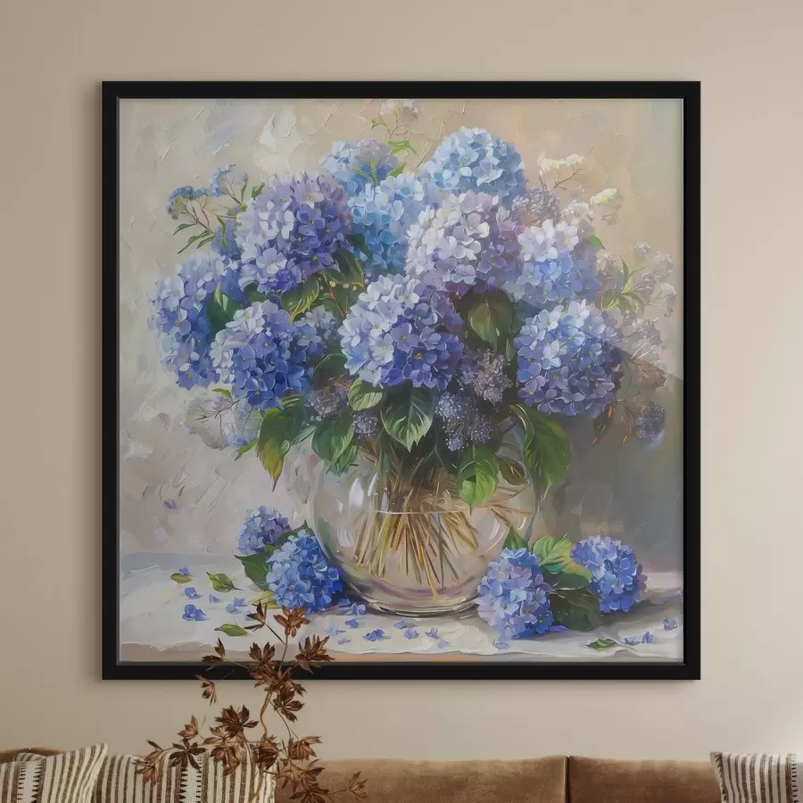 Fototapete Blaue Hortensien auf dem Tisch f38709