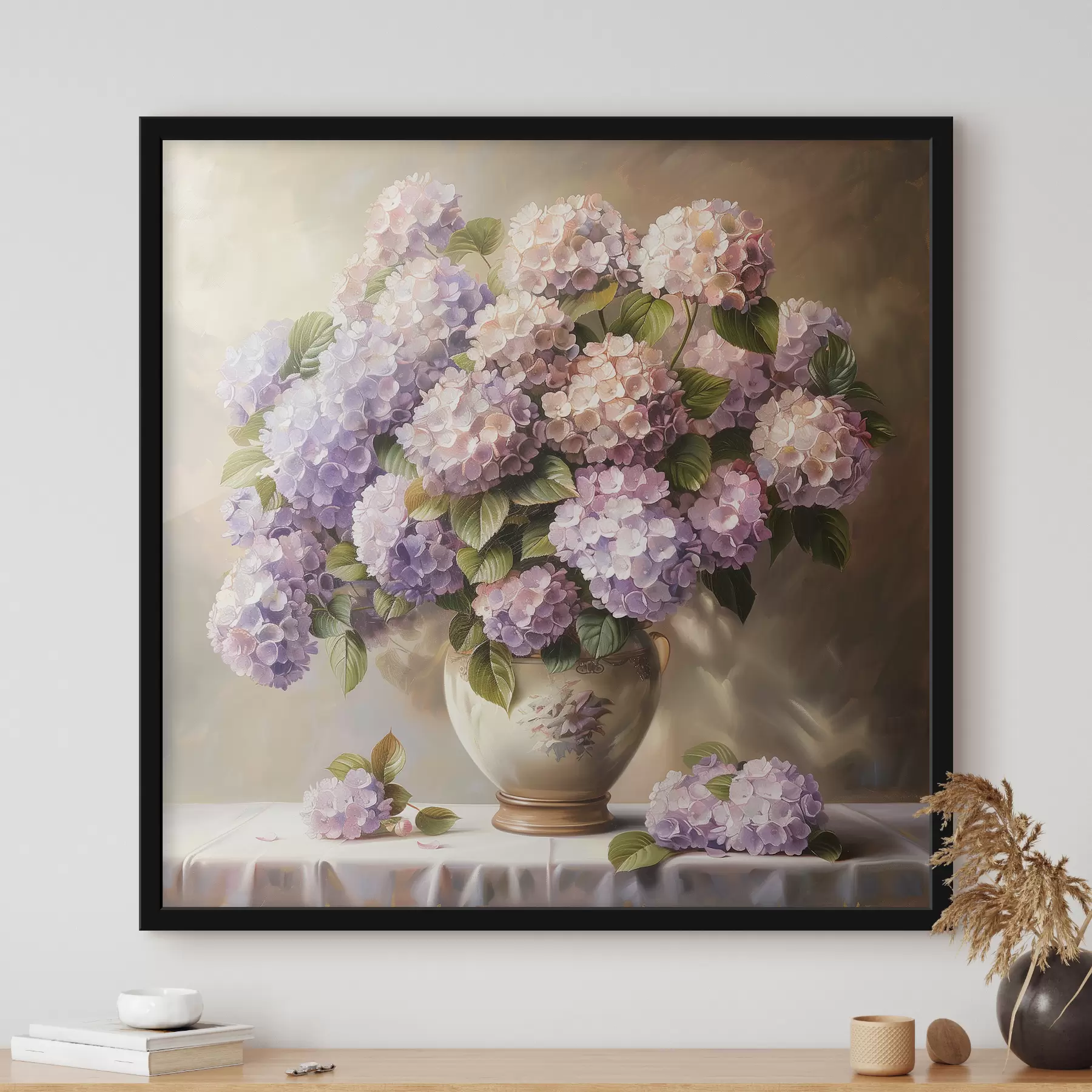 Fototapete Zarte Hortensien auf dem Tisch f38710