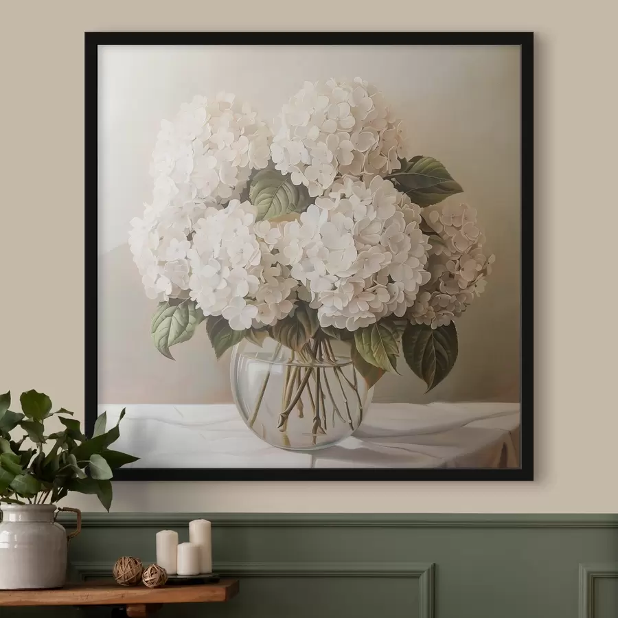 Fototapete Strauß weißer Hortensien f38711