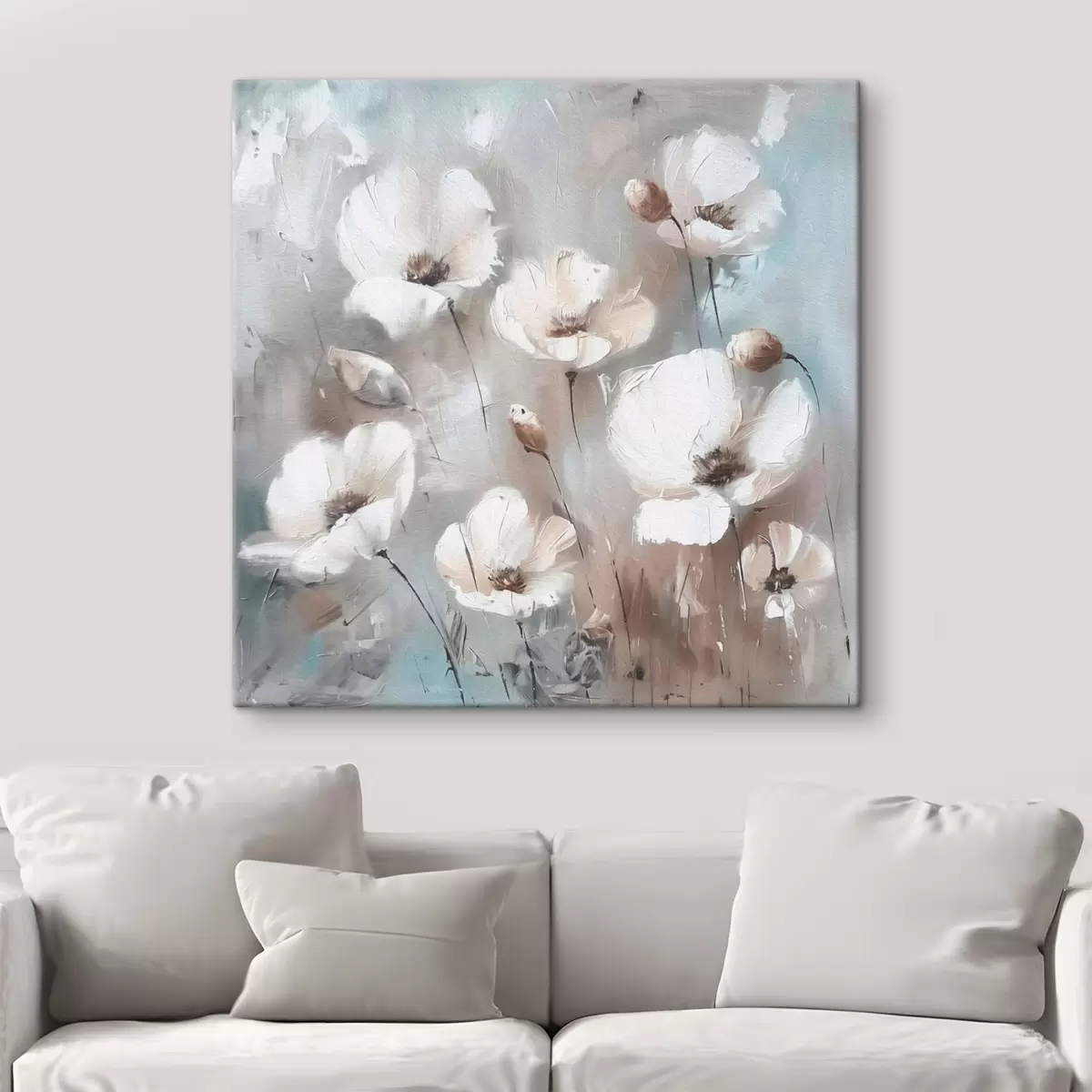 Wandbilder Weiße Wildblumen Pflanze gedruckt Textur s38925