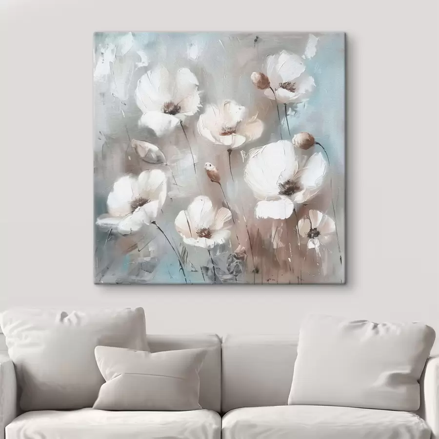 Wandbilder Weiße Wildblumen Pflanze gedruckt Textur s38925