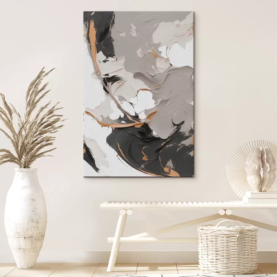 Wandbilder Abstraktes Gemälde in Weiß- und Grautönen s38855