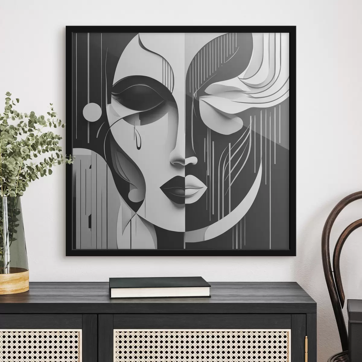 Poster Schwarz-weiße Maske f38850