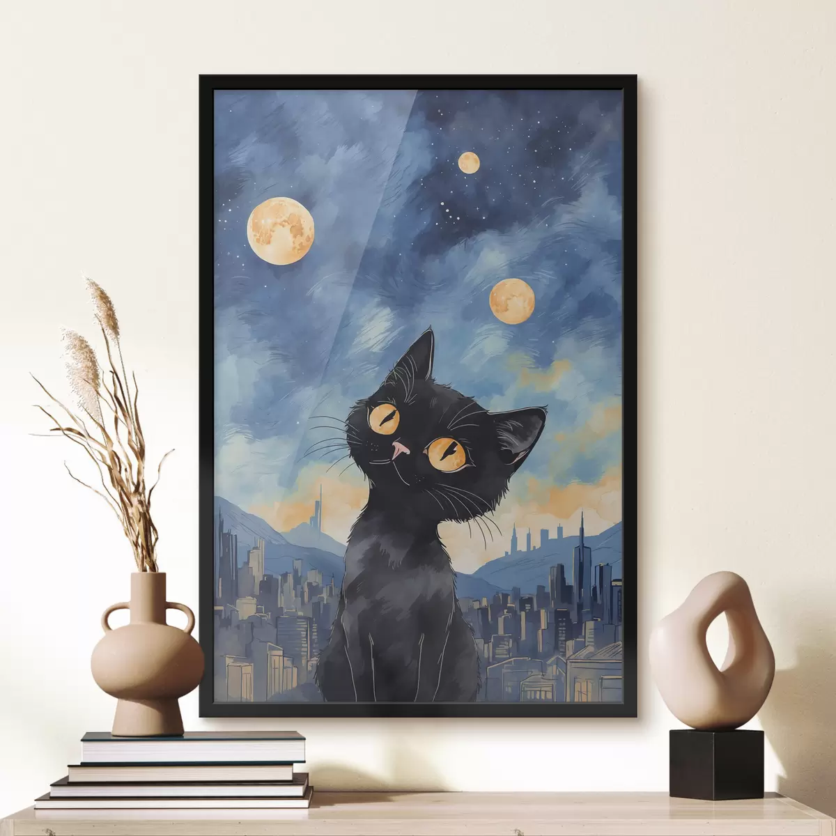 Poster Katze auf einem Stadthintergrund f38861