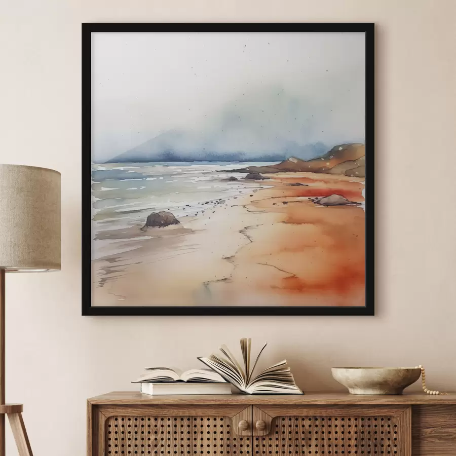 Fototapete Meer und Strand, regen, Aquarell, Flecken, Landschaft, Landschaft, blau, orange Farbe f38936