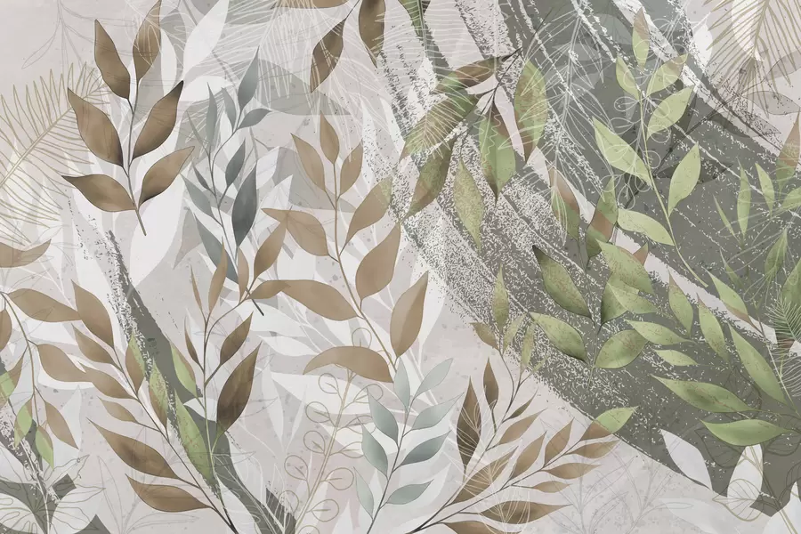 Fototapete Grüne Blätter im Grunge-Stil w00812
