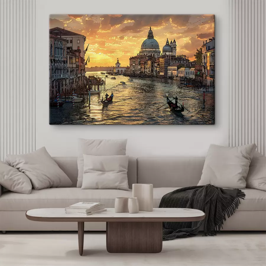 Wandbilder Ein malerisches Gemälde des Canale Grande in Venedig, Italien bei Sonnenuntergang. s38963