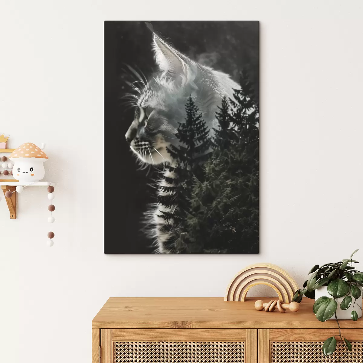 Wandbilder Katze mit Weihnachtsbäumen s39028