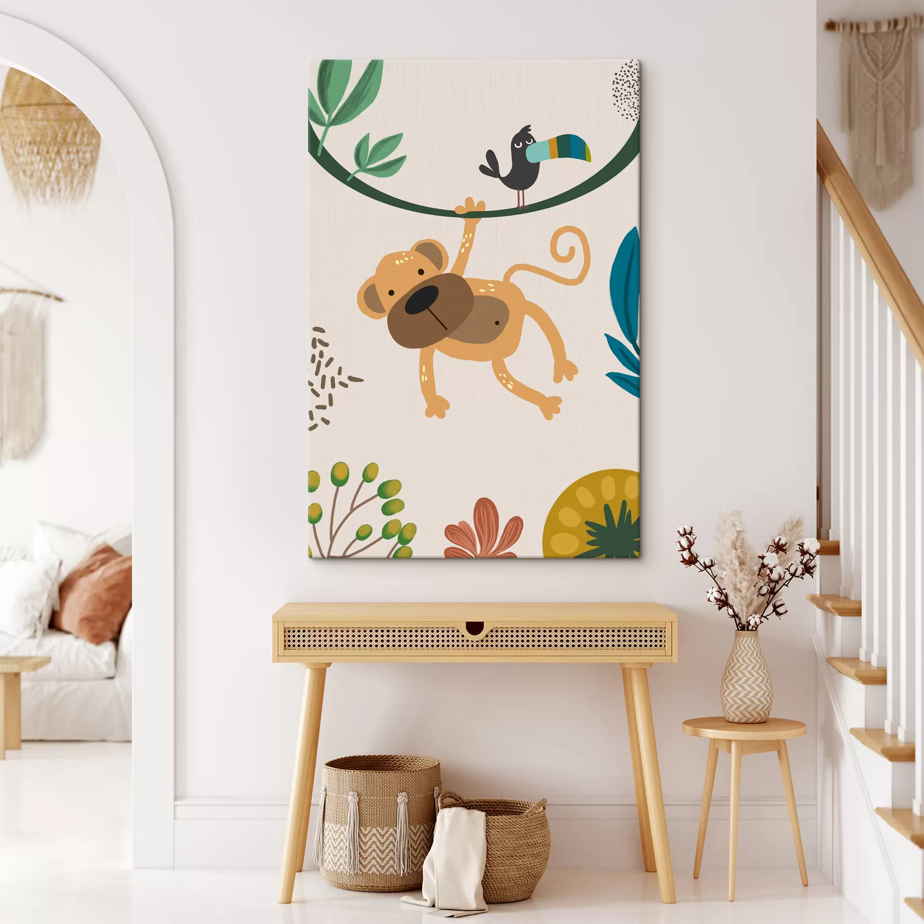 Fototapete Affe im Dschungel im Safari-Stil, Boho s39094