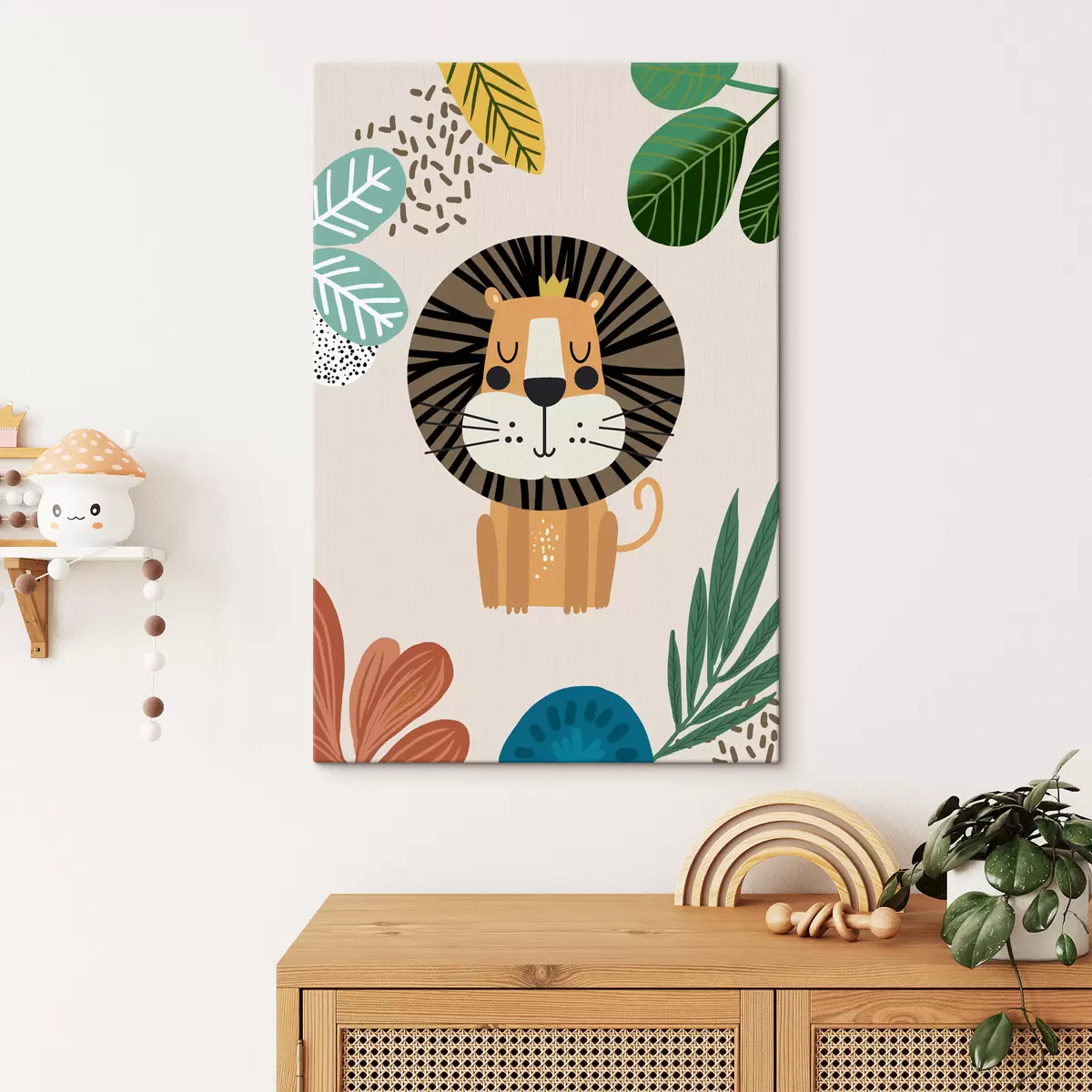 Wandbilder Löwe im Dschungel im Safari-Stil, Boho s39095