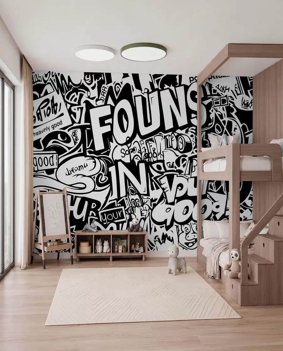 Fototapete Schwarz-weißes Graffiti w01190