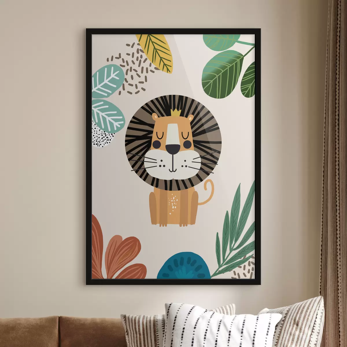 Poster Löwe im Dschungel im Safari-Stil, Boho f39095