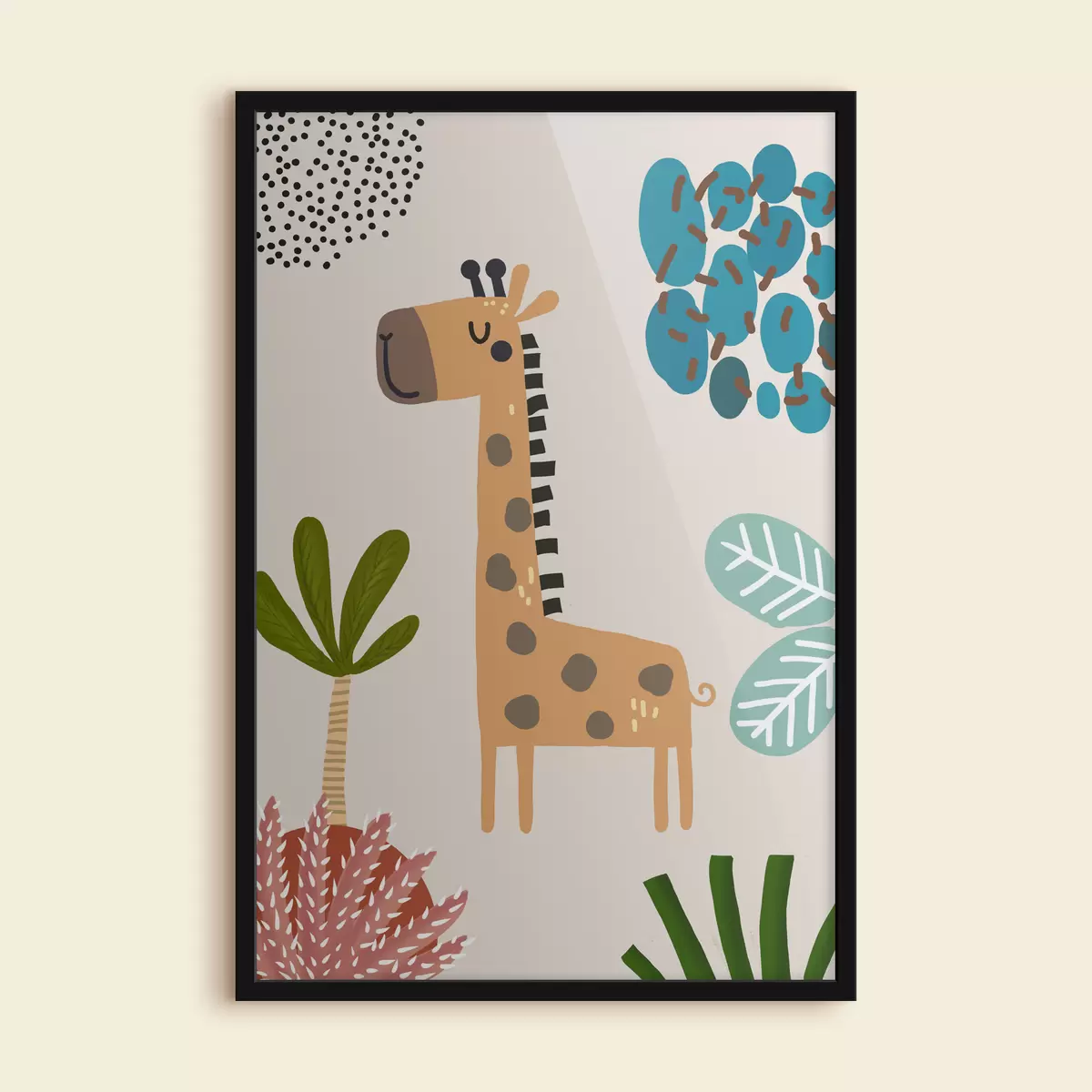 Poster Giraffe im Dschungel im Safari-Stil, Boho f39096