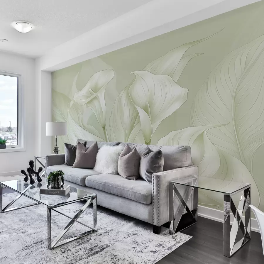 Fototapete zarte Blüten in grüner Farbe w01195v3