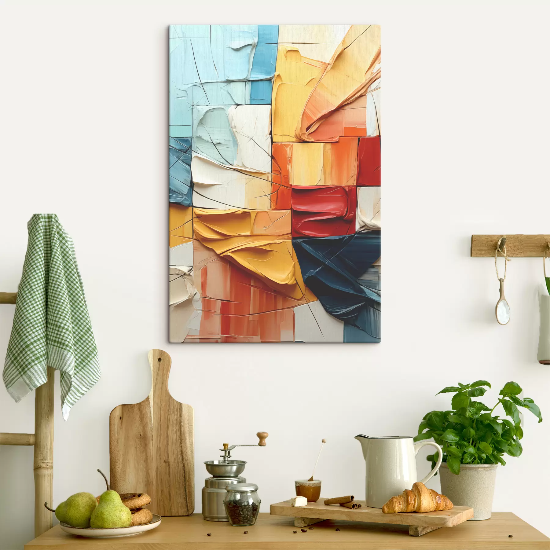 Fototapete Stücke von heller Farbe mit Rissen, Quadraten, kubistische Malerei s39196