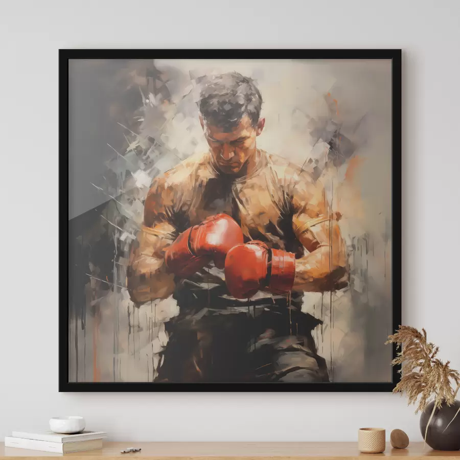 Fototapete Boxer in roten Handschuhen Ölgemälde f39180